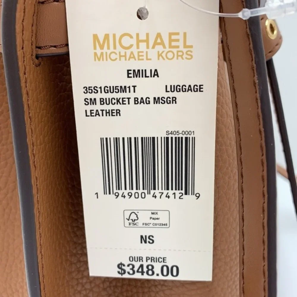 Michael Kors Emilia Small Bucket Bag Messenger Leather Luggage - Picture 11 of 15